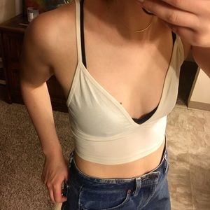 URBAN OUTFITTERS cream crop top tee cami